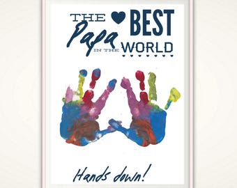 Papa Print - Christmas Gift for Papa, Personalized Gifts for Papa, Papa Gifts from kids, Handprint Art, Best Papa PRINTABLE
