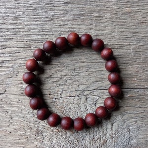 Wooden Bracelet,Round Shape Beads,Mens Womans Kids Mahagony-Tree Wood Beads Bracelet,10 mm Natural Wood Beads