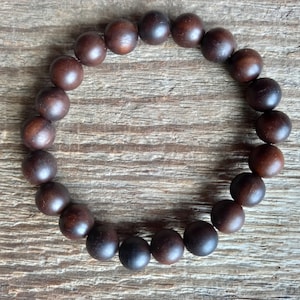 Wooden Bracelet,Mens Womans Kids Black Bog Oak Beads Bracelet,Round Shape Beads,10 mm Natural Wood Beads