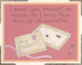 Funny Thinking Of You Card, Miss You Card, Chocolate Card, Funny Romance Card, Funny Miss You Card, Chocolate Lover, Funny Valentine Card