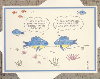 Funny Romance Card, Funny Relationship Card, Funny Dating Card, Funny Card, Humor Card, Ocean Card, Funny Fish, Quirky Card, Nautical