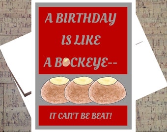 Ohio State Card, Buckeye Card, Funny Birthday Card, OSU, Scarlet And Gray, Ohio State Buckeyes, Birthday Card, Funny Card