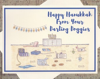 Dog Card, Funny Hanukkah Card, Hanukkah Card, Jewish Card, Dog Holiday Card, Dog Lover, Pet Holiday Card, Seasonal Card, Happy Hanukkah