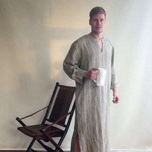 Mens Kaftan 'Jim', Caftan Men, Mens loungewear, Mens robe Plus size mens clothing, gift for men gift boyfriend gift, husband gift Valentines image 2