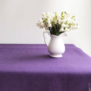 Purple Tablecloth, Linen tablecloth, Violet tablecloth, purple linen tablecloth, rectangle tablecloth, custom tablecloth square spring
