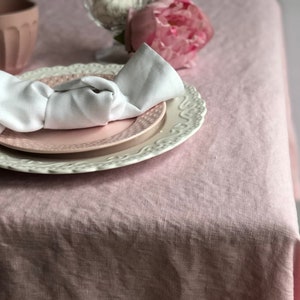 Pink Linen tablecloth, Romantic tablecloth, Custom tablecloth, Linen table cloth, tablecloths in many colors, Round tablecloth
