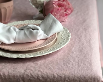 Rosa Leinen Tischdecke, romantische Tischdecke, benutzerdefinierte Tischdecke, Leinen Tischdecke, Tischdecken in vielen Farben, runde Tischdecke