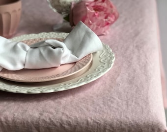 Mantel de lino rosa, mantel romántico, mantel personalizado, mantel de lino, manteles en muchos colores, mantel redondo