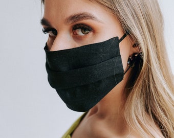 Set van 5 wasbare gezichtsmaskers, levering 3-5 dagen met versnelde verzending, set linnen gezichtsmaskers, wasbaar gezichtsmasker, set stoffen maskers
