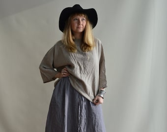 Loose Linen Shirt, Plus Size Top, Boxy Shirt, Boho Top, Linen T Shirt