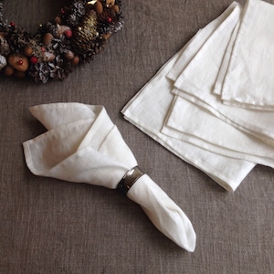 White Linen Napkins, Set of 12 Cloth Napkins, Wedding Napkins, Stonewashed Linen Napkins, Cloth Dining Napkins, Large Napkins