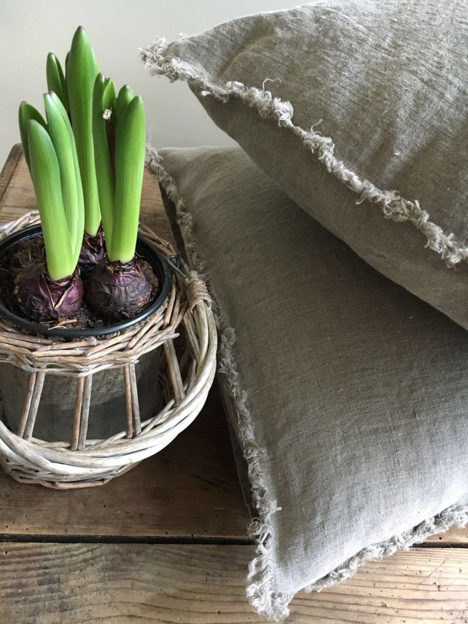 Set of Two Natural Linen Pillowcases With Frayed Edges Frayed Etsy