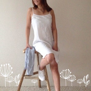 Linen Slip Dress, Simple Lovely Off White Linen Base Layer Dress, Underwear Dress Sleeveless Linen Dress or Linen Night Gown Plus size dress