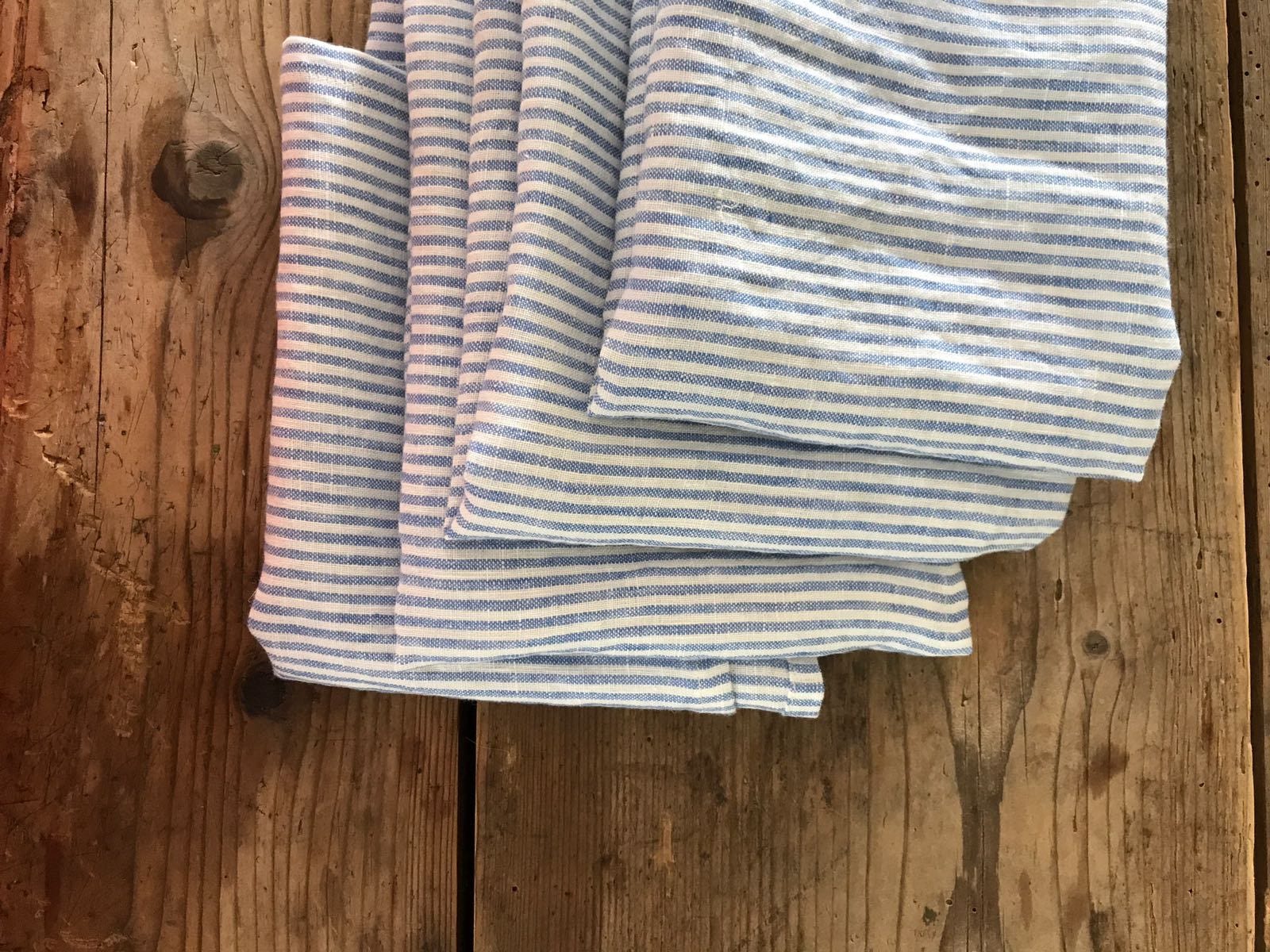 Dish Towel, Brown, Blue and White Stripe