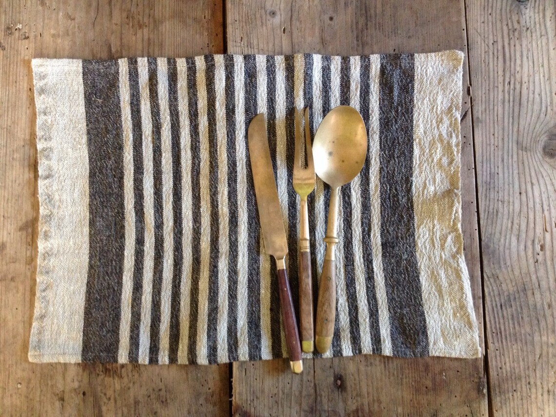 Linen Placemats Set of 6 Linen Placemats Striped Placemats Etsy