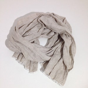 Linen Scarf FREE Shipping Soft Sand Brown colour, Linen Shawl for Men or Women, Husband gift, Mothers gift, Mothers day gift, natural linen