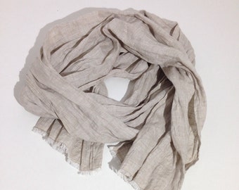 Linen Scarf FREE Shipping Soft Sand Brown colour, Linen Shawl for Men or Women, Husband gift, Mothers gift, Mothers day gift, natural linen