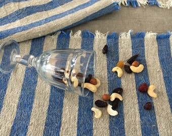 Linen placemats with blue stripes, set of 6 linen placemats, striped placemats, rustic placemats, country placemats, cloth placemats striped