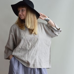 Boxy Linen Top, Loose Linen Shirt, Linen T Shirt, Linen Tee, Plus size shirt, Plus size top, Boho Top, Boxy Shirt, Oversized Shirt