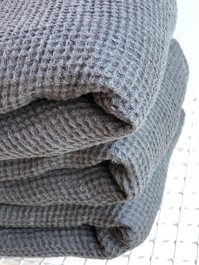 Dark Grey Linen Bath Towel Waffle Gift for Men Large Towel Etsy