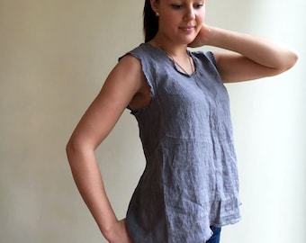 Linen Tank Top, Summer Tee, Womens Top, Sleeveless Top, Linen T Shirt, Linen Tee, Plus size shirt, Boho summer top