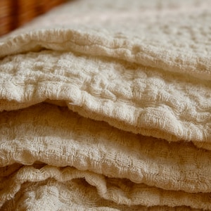 Linen bed cover Champagne color Textured, Rustic linen, Rustic blanket, linen throw, bed throw, rustic throw, cream bed covers linen bedding