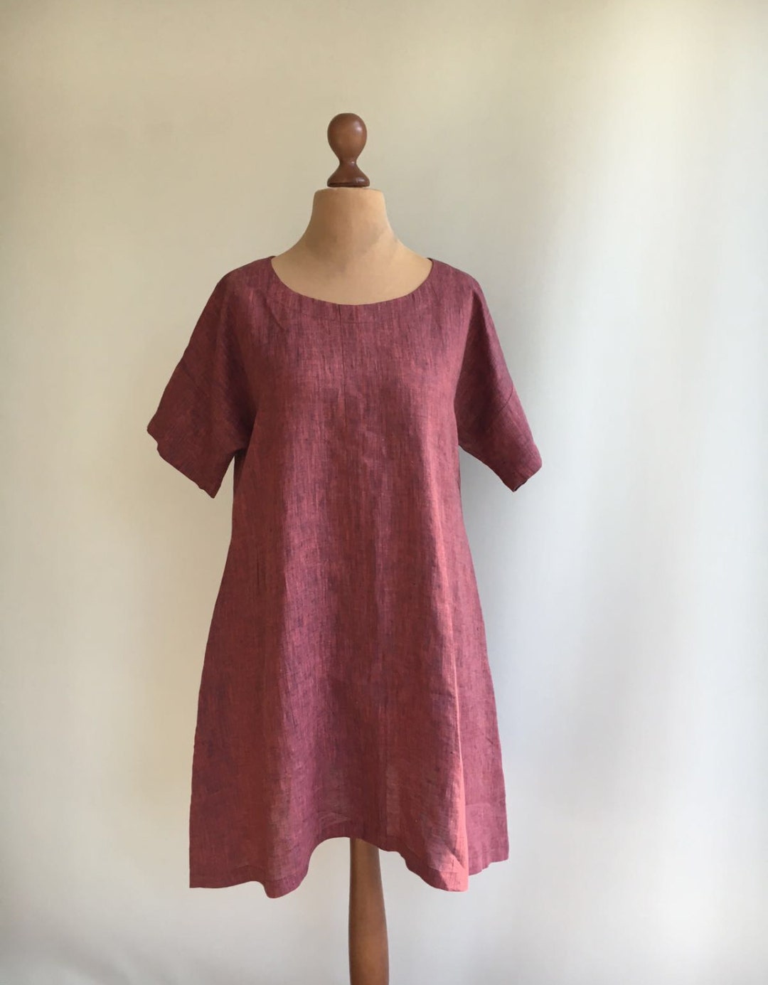 Red Tunic Top, Linen Tunic Dress, Maroon Red Linen Tunic, Tunic for ...