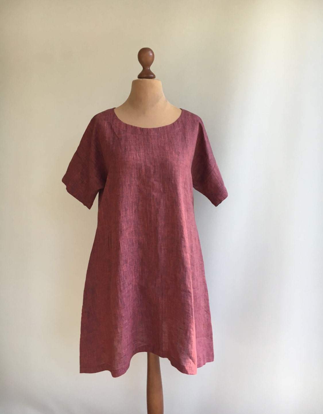 Red Tunic Top Linen Tunic Dress Maroon Red linen tunic | Etsy