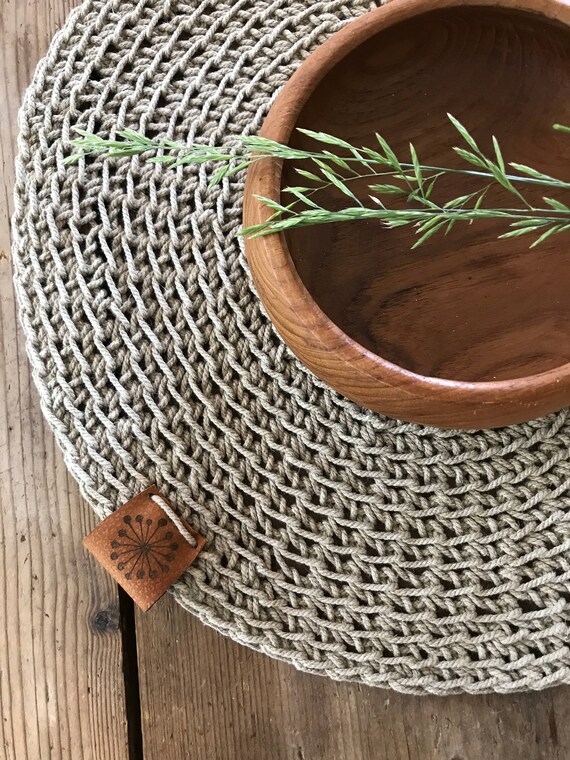 Round Linen placemats Rustic Placemats Circle Placemats Etsy
