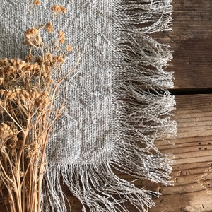 Linen Napkins, Set of Six Natural Cloth Napkins, Cloth Dining Napkins, Frayed Napkins, Large Table Napkins  by Linenbee