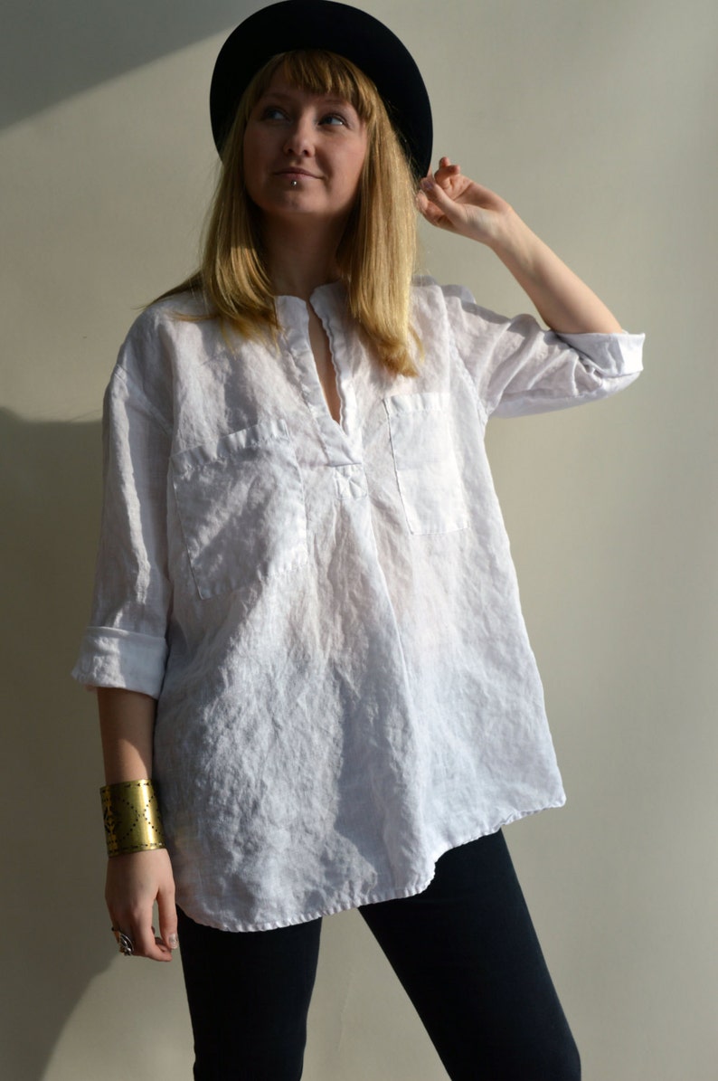Beach Shirt Loose Now free shipping Linen Sleeves Online limited product Tunic White Long