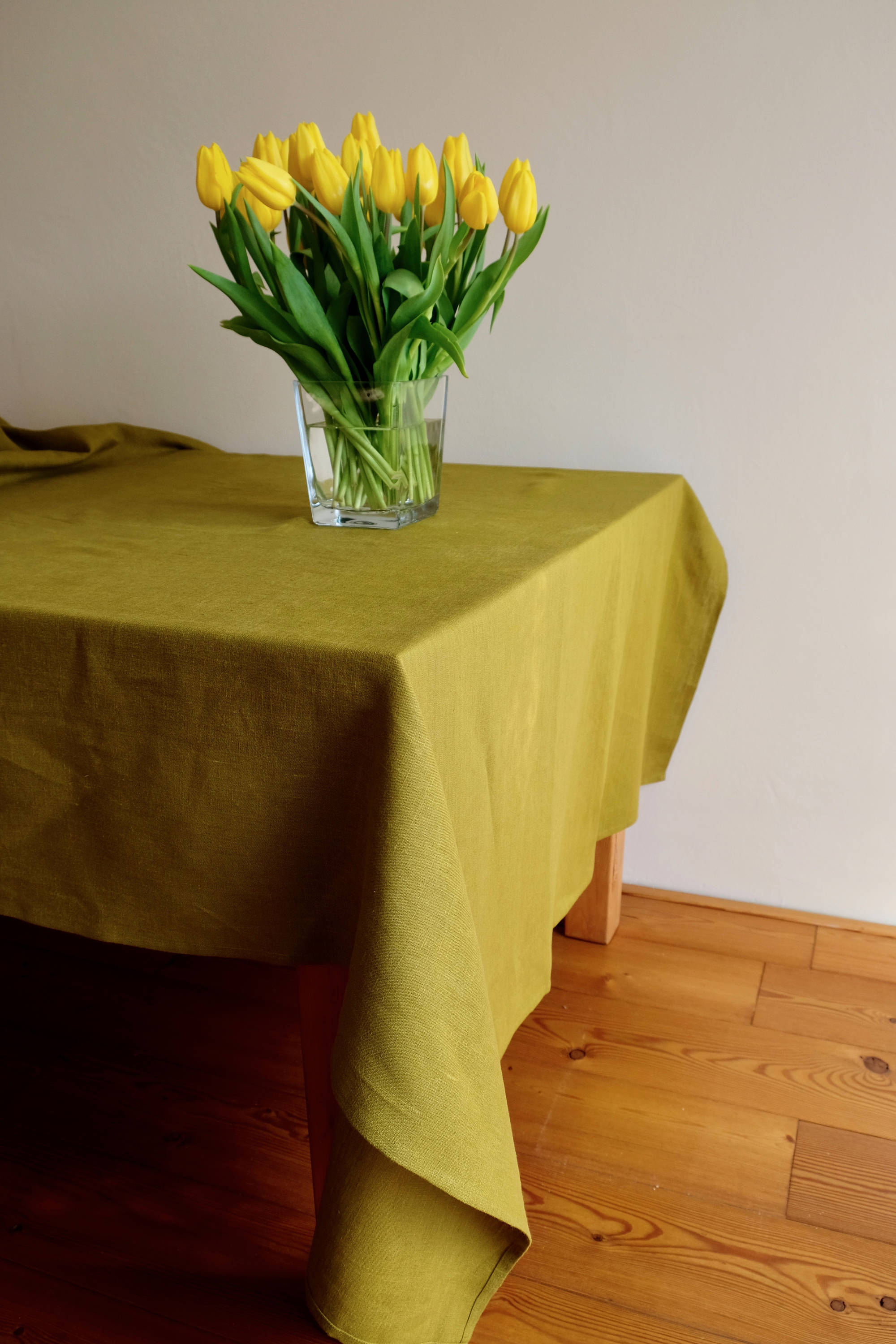 Linen Tablecloth in Moss Green Tablecloth Yellow Green Etsy