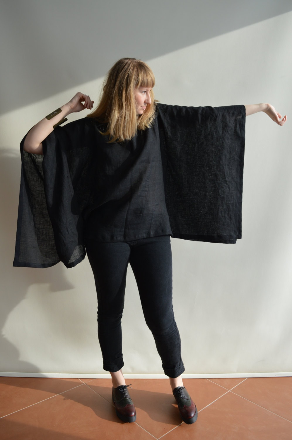 Linen Kimono Top Poncho Top Loose Linen Top Lightweight Etsy
