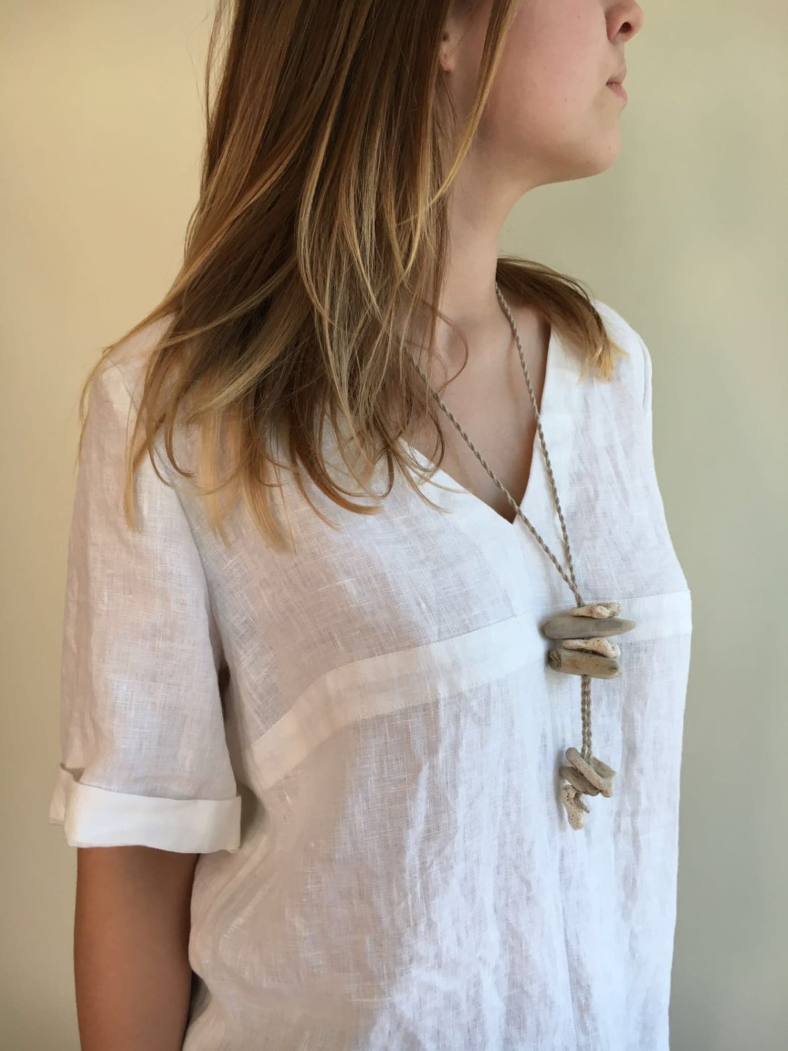 Loose T Open Summer Side Linen Shirts Print White