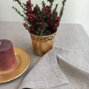 Natural Linen tablecloth, Stonewashed natural linen tablecloth, rectangle tablecloth Christmas table Thanksgiving table by Linenbee