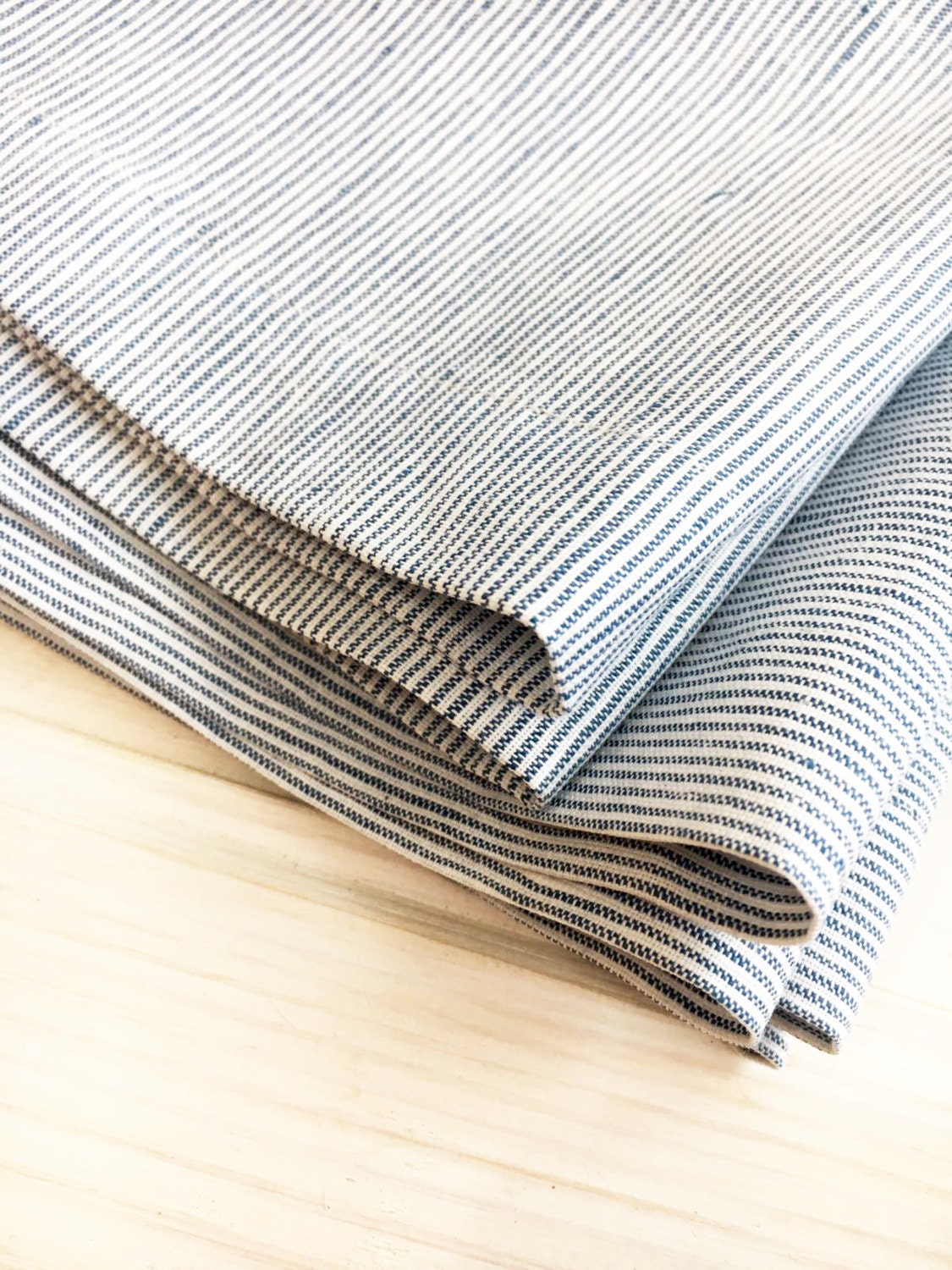 Linen Napkins Set of six white and blue striped cloth Etsy