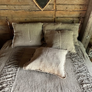 Linen bed cover Natural taupe Textured, Rustic linen, Rustic blanket, linen throw, bed throw, rustic throw, bed covers linen bedding
