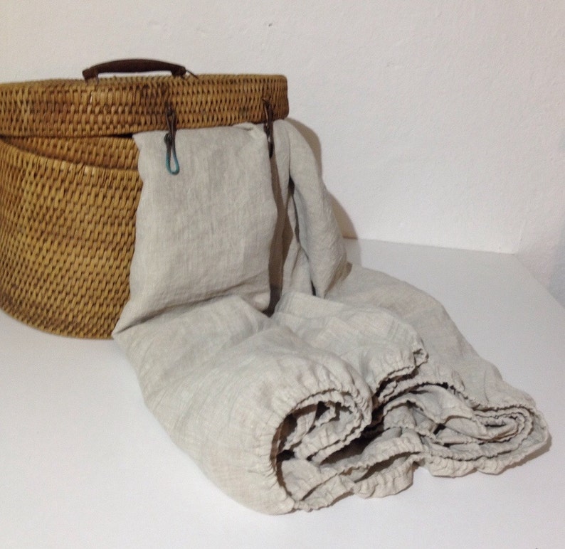 Fitted Linen Sheet Natural Linen Fitted Sheet Queen King Etsy