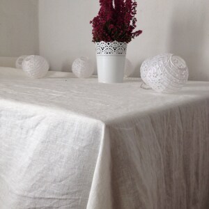 Nappe en lin blanc, linge européen lavé à la pierre, nappe rectangle, nappe extra grande, nappe ovale par Linenbee image 3