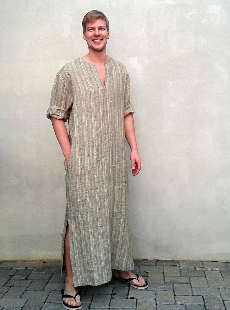 Mens Kaftan 'Jim', Caftan Men, Mens loungewear, Mens robe Plus size mens clothing, gift for men gift boyfriend gift, husband gift Valentines image 3
