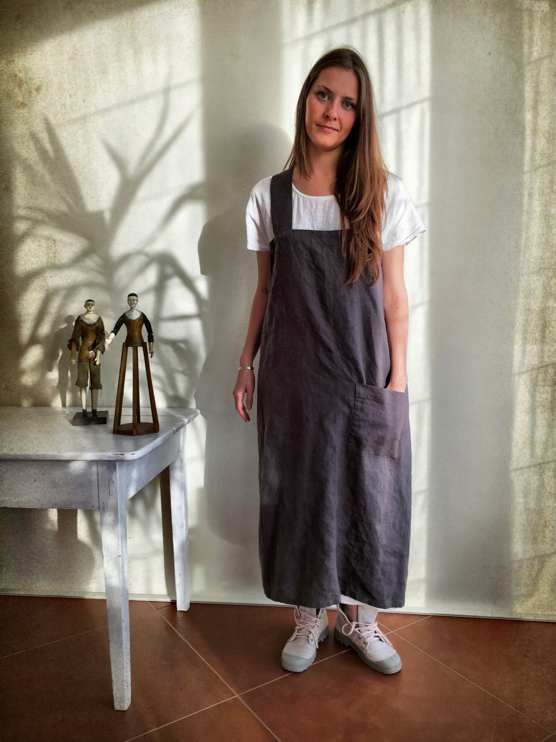 white pinafore apron plus size