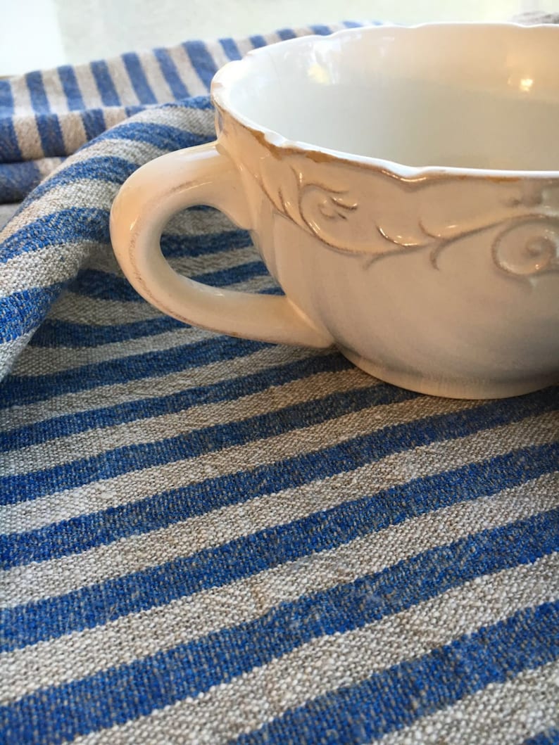 Set of Three Heavy Linen Tea Towels Dish Towels Kitchen Etsy