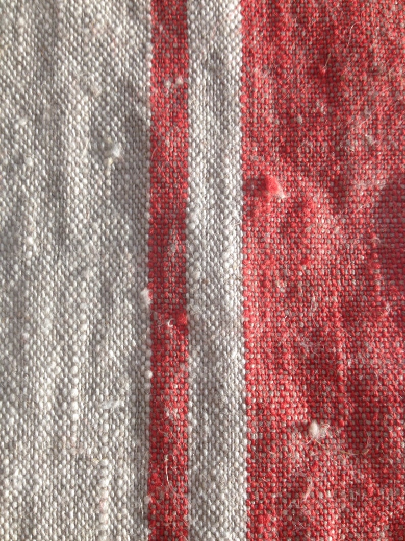 Linen tablecloth, French country red striped table cloth, square tablecloth, rectangle oval rustic table, country tablecloth, linen image 4