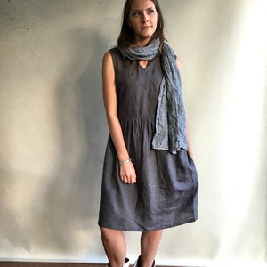 Grey Sleeveless Linen Dress Linen Pinafore Dress Loose - Etsy