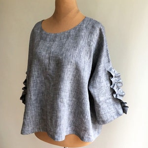 Womens Top from Linen, Grey Linen Top, Linen tunic top, Linen blouse, Linen Shirt Women, Linen Tee, Plus size shirt, Elegant womens blouse