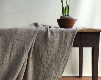 Rustic Linen Tablecloth, Thick large rectangle tablecloth, basket weave linen, square tablecloth, Brocante tablecloth, country, outdoor