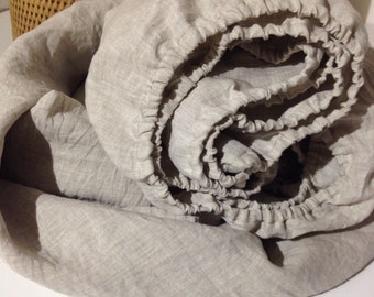 Fitted Linen Sheet, Natural linen fitted sheet queen, king, twin, double sheets by Linenbee
