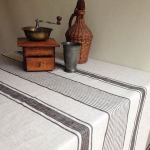 Linen tablecloth, French country red striped table cloth, square tablecloth, rectangle oval rustic table, country tablecloth, linen image 5