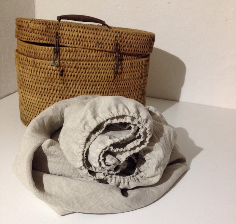 Fitted Linen Sheet Natural Linen Fitted Sheet Queen King Etsy