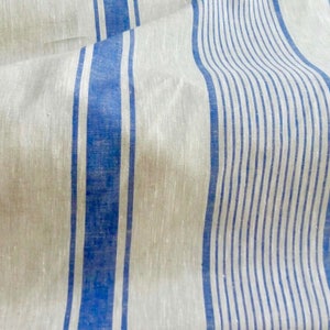 Linen tablecloth, French country bright blue striped table cloth, square tablecloth, rectangle oval rustic table, country tablecloth, linen